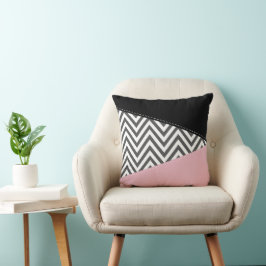 Grått Zigzag, Grått Chevron, Zigzag Mönster, Rosa Kudde