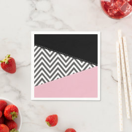 Grått Zigzag, Grått Chevron, Zigzag Mönster, Rosa Pappersservett