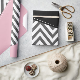 Grått Zigzag, Grått Chevron, Zigzag Mönster, Rosa Presentpapper