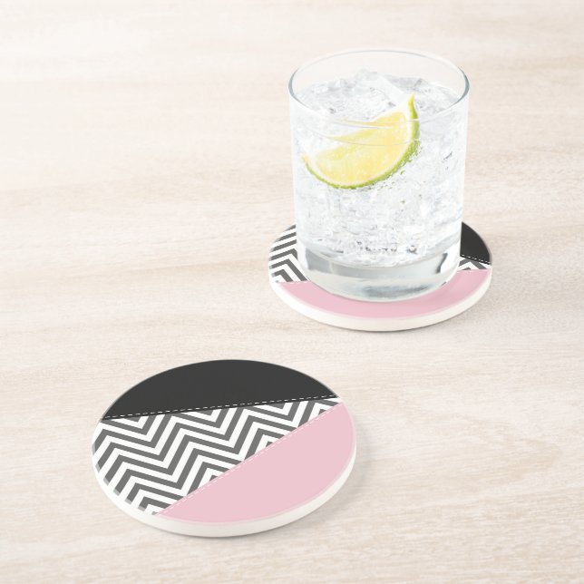 Grått Zigzag, Grått Chevron, Zigzag Mönster, Rosa Underlägg (Sidan)