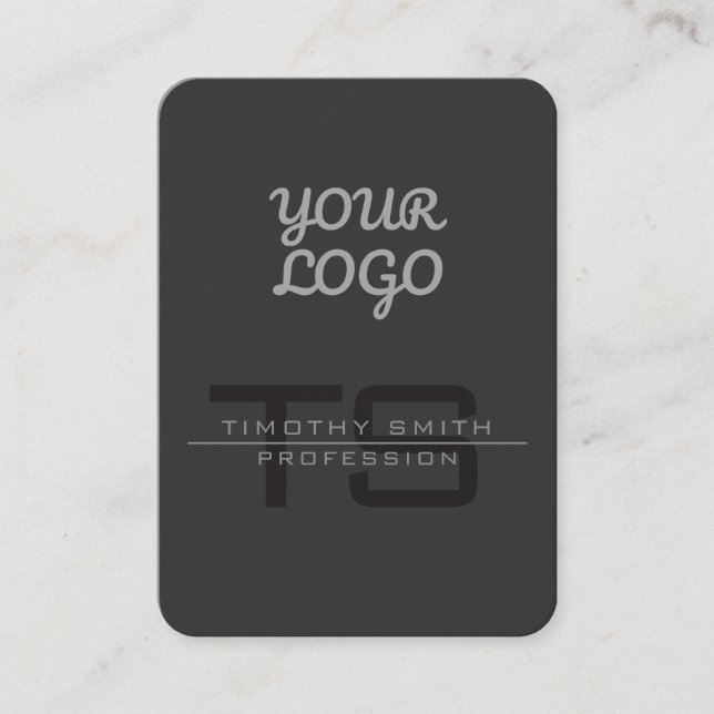 Gråttet Modern Mörk för Logotyp och QR-kod Visitkort (Framsida)