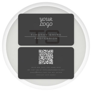 Gråttet Modern Mörk för Logotyp och QR-kod Visitkort