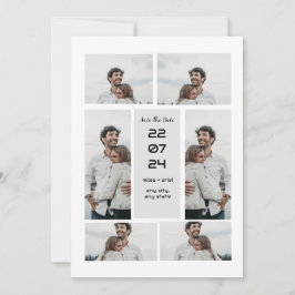 Gråttets moderna elegant fotokollage spara datumet inbjudningar