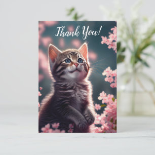 Gratthy Kitten i Cherry-Blommarna Tack Kort