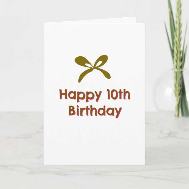 grattis 10-årsdag rosa enfaldig minimalt namn kort (Framsida)