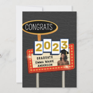 Grattis 2023 examenstudent Svart Vit Retro Anslags Meddelande