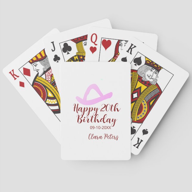 Grattis 20-årsdag rosa cowboy flicknamnsdatum casinokort (Baksidan)