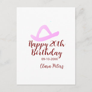 Grattis 20-årsdag rosa cowboytjej namn datum sim vykort