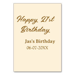 Grattis 21-årsdag brun pastell gul namn datum  bordsnummer