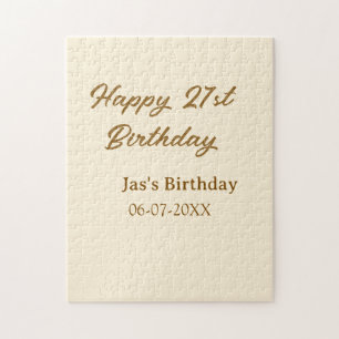 Grattis 21-årsdag brun pastell gul namn datum pussel