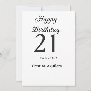 Grattis 21-årsdag fet bokstav enkel namn minima inbjudningar