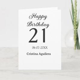 Grattis 21-årsdag fet bokstav enkel namn minima kort