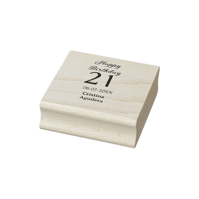Grattis 21-årsdag fet bokstav enkel namn minima stämpel (Stämpel)
