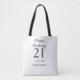Grattis 21-årsdag fet bokstav enkel namn minima tygkasse