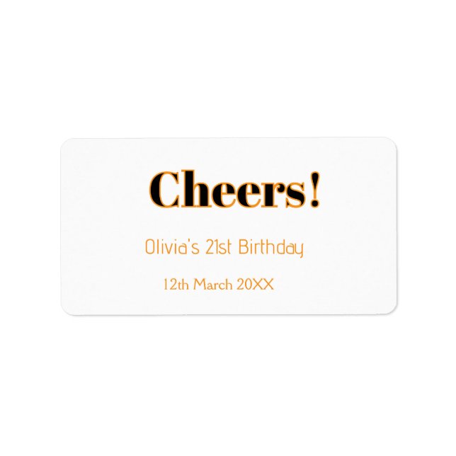 Grattis 21-årsdag skriv namn datum enkel minimal  adressetikett (Framsidan)