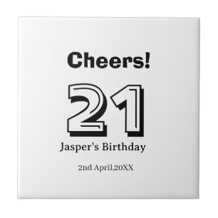 Grattis 21 födelsedag fet stil namn pojke man pres kakelplatta