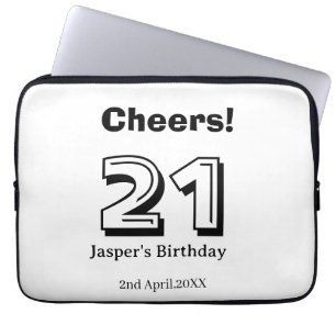 Grattis 21 födelsedag fet stil namn pojke man pres laptop fodral