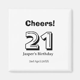 Grattis 21 födelsedag fet stil namn pojke man pres magnet