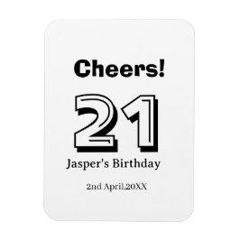 Grattis 21 födelsedag fet stil namn pojke man pres magnet