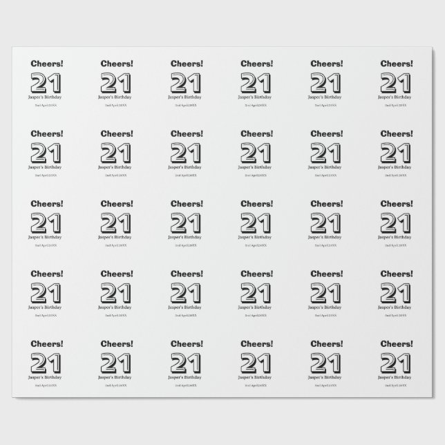 Grattis 21 födelsedag fet stil namn pojke man pres presentpapper (Platt)
