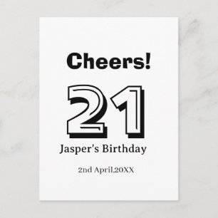 Grattis 21 födelsedag fet stil namn pojke man pres vykort