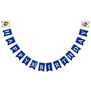 Grattis 30-årsdag Foto Blå Glitter Vimplar