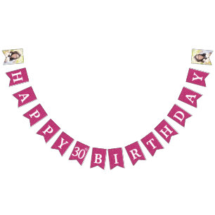 Grattis 30-årsdag Foto Het rosa glitter Vimplar