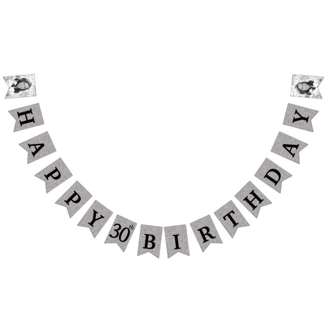 Grattis 30-årsdag Foto Silverglitter Vimplar (Alla)