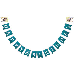 Grattis 30-årsdag Foto Teal Glitter Vimplar