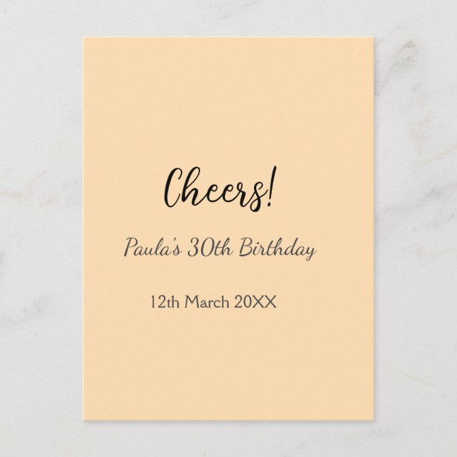 Grattis 30-årsdag namn datum enkel minimal  vykort (Framsida)