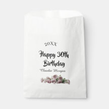 Grattis 30-årsdag rosa vit mauve blommig namn y