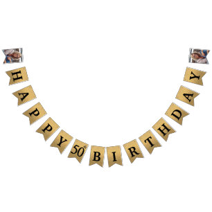 Grattis 50-årsdag Foto Guldglitter Vimplar