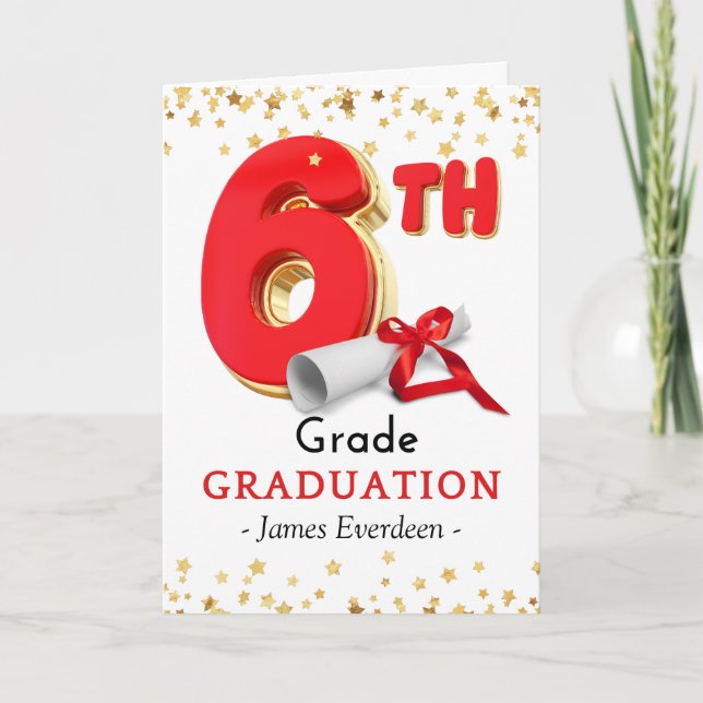 Grattis 6e Studenten-ballongen Klass Kort (Framsida)