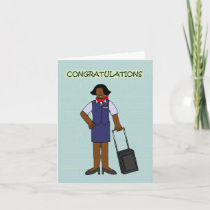 Grattis African American Flight Attendant Kort