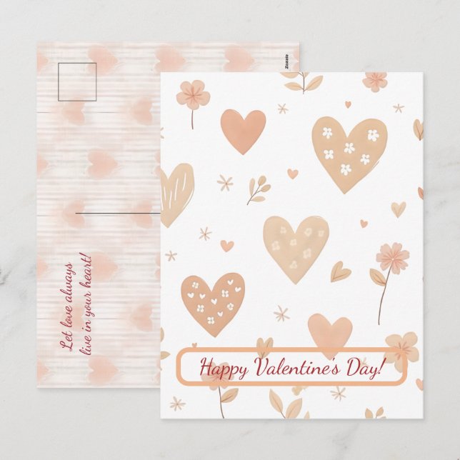 Grattis Alla Hjärtans Dag! Alla hjärtans kort. Helg Vykort (Fram/baksida)