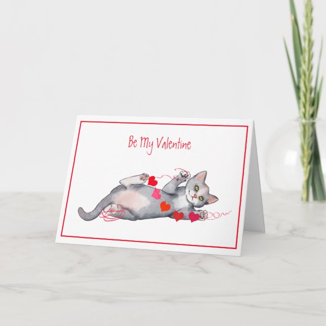 Grattis Alla Hjärtans Dag från Katten Kort (Framsida)