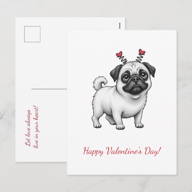 Grattis Alla Hjärtans Dag! Hjärtans dag-kort. Helg Vykort (Fram/baksida)