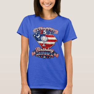 Grattis Amerika på 250-årsdag South Carolina Karta T Shirt