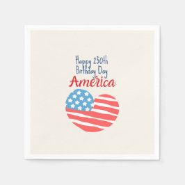 Grattis Amerika på 250-årsdagen, Flagga Hjärta 177 Pappersservett
