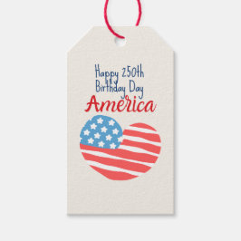 Grattis Amerika på 250-årsdagen, Flagga Hjärta 177 Presentetikett
