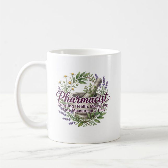 Grattis apotekare till nytt jobb kaffemugg (Vänster)