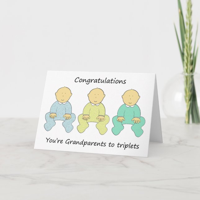 Grattis är du morföräldrar till triplets. kort (Framsida)