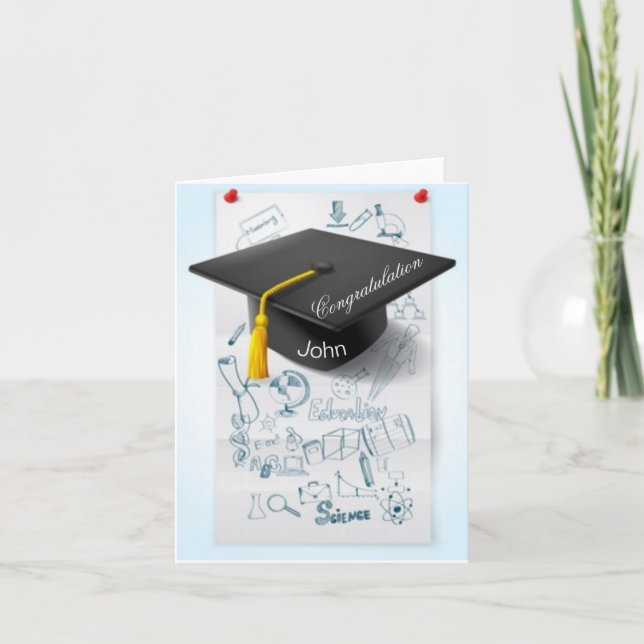 Grattis avslutad skola med personligt namn kort (Framsida)