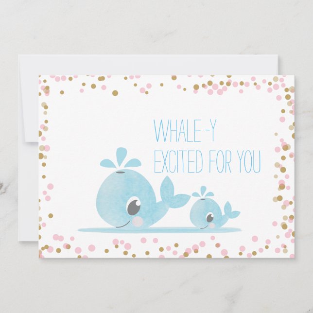 Grattis Bebis Akvarell Söta Valar Kort (Framsida)