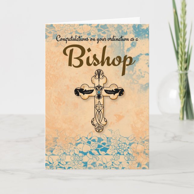 Grattis Bishop Ordination in Parchment Kort (Framsida)