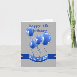 Grattis Blå Ballonger 4-årsdag Kort