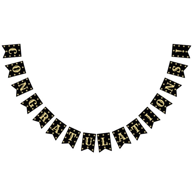 Grattis Black Guld Decor Modern Studenten Vimplar (Alla)