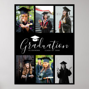 Grattis Black White Studenten 6 Photo Poster