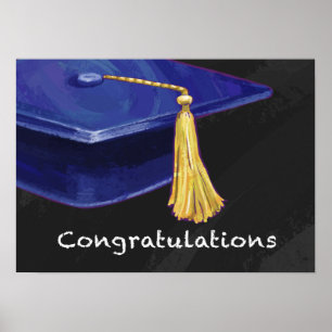 Grattis blått och svart poster