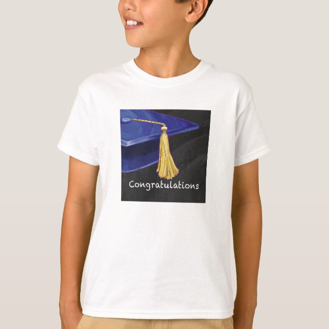 Grattis blått och svart t-shirt (Framsida)